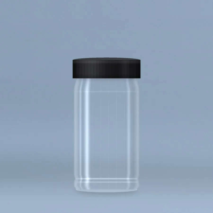 PET Jar 750 g clear PET plastic jar with black screw cap