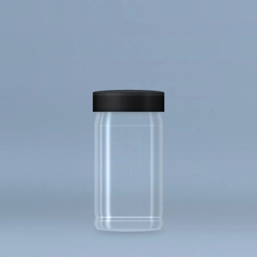 PET Jar 500 g clear PET plastic jar with black screw cap