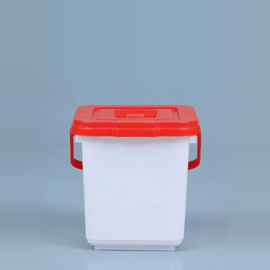 2 Kg Square Series white plastic bucket with red lid and handle