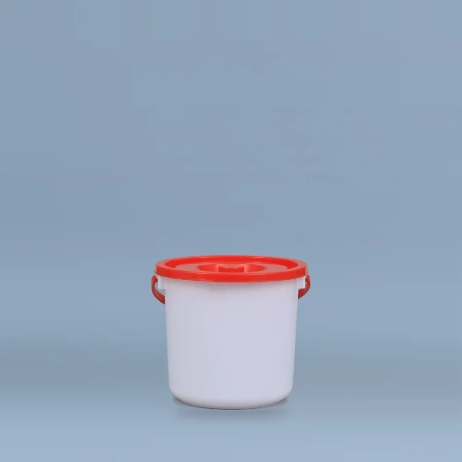 5 Kg Signature Series white plastic bucket with red lid and handle