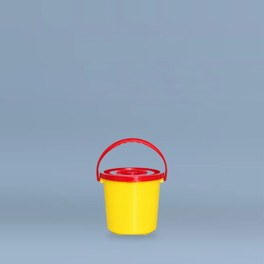 2 Kg Signature Series yellow plastic bucket with red lid and handle
