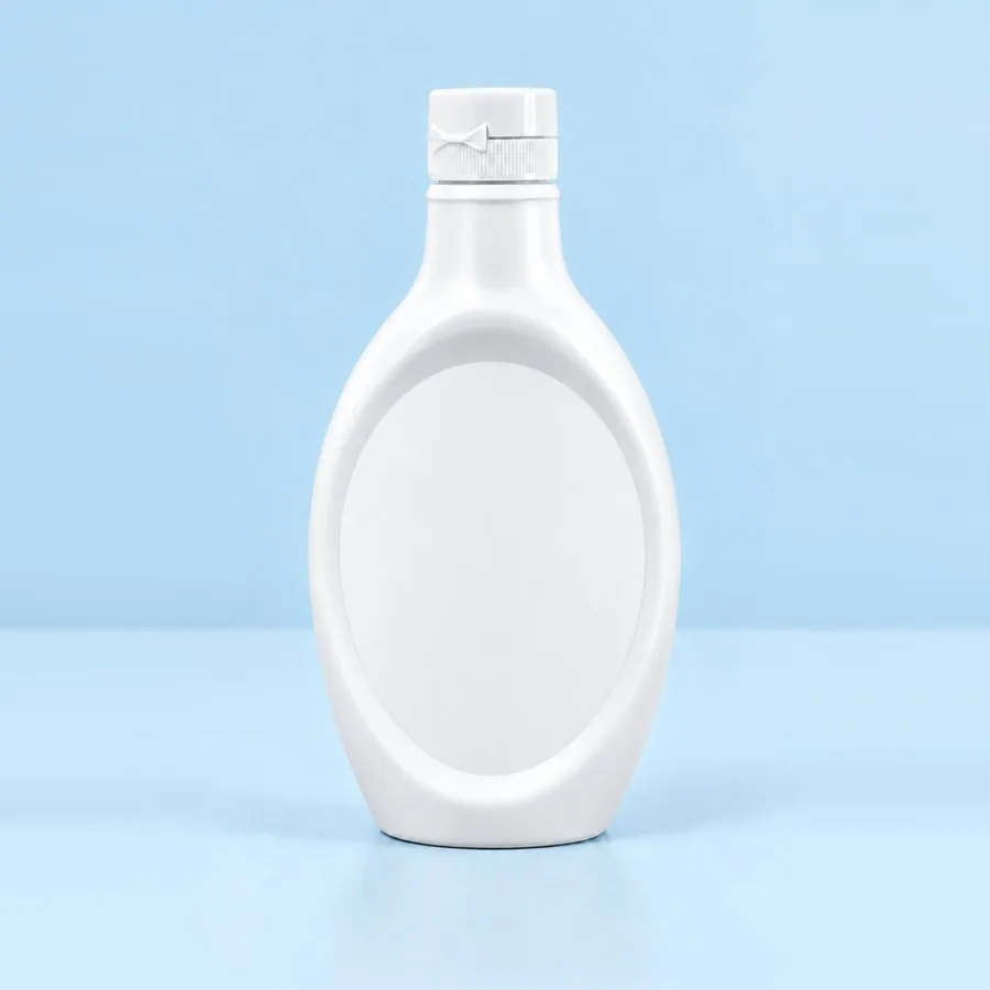 White plastic topping sauce squeeze bottle with screw cap, by Majid Industries