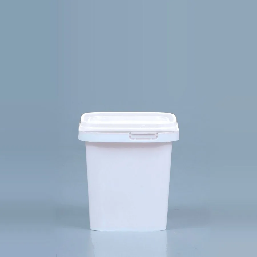 1 Litre Ice Cream Square Series white plastic bucket with white lid