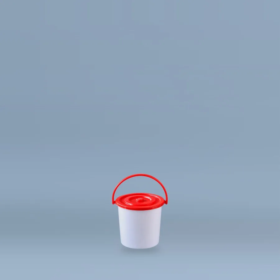 1 Kg Signature Series white plastic bucket with red lid and handle